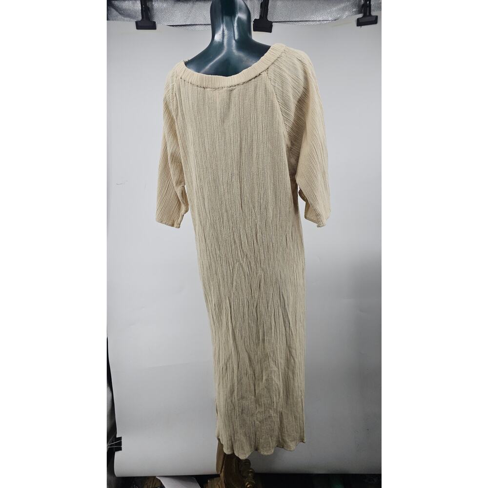 Maurie and Eve Taupe Beige Crinkle Off the Shoulder Maxi Dress Women's 10 3988 - Picture 7 of 13